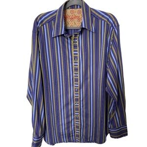 ROBERT Graham Long Sleeve Button Down Dress Shirt Luxury Brand XL
